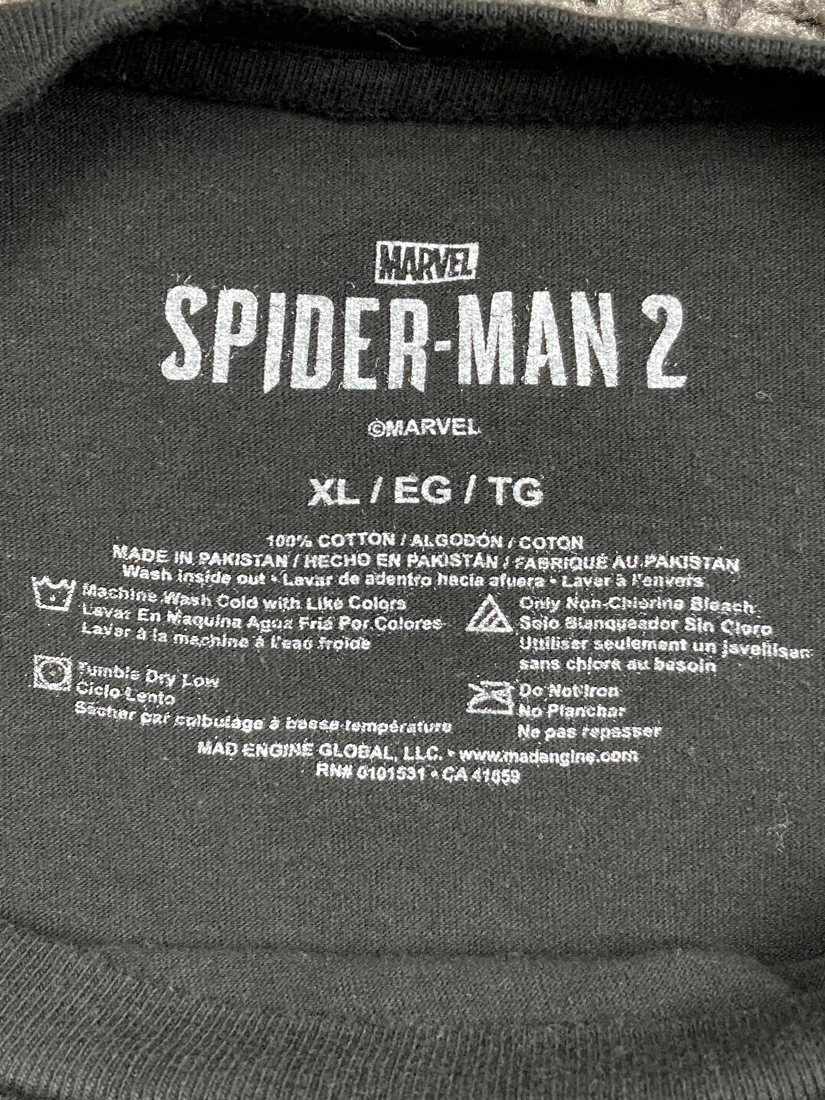 Marvel Spider-Man 2 Venom White Spider Logo T-Shirt Black Men’s XL Mad Engine