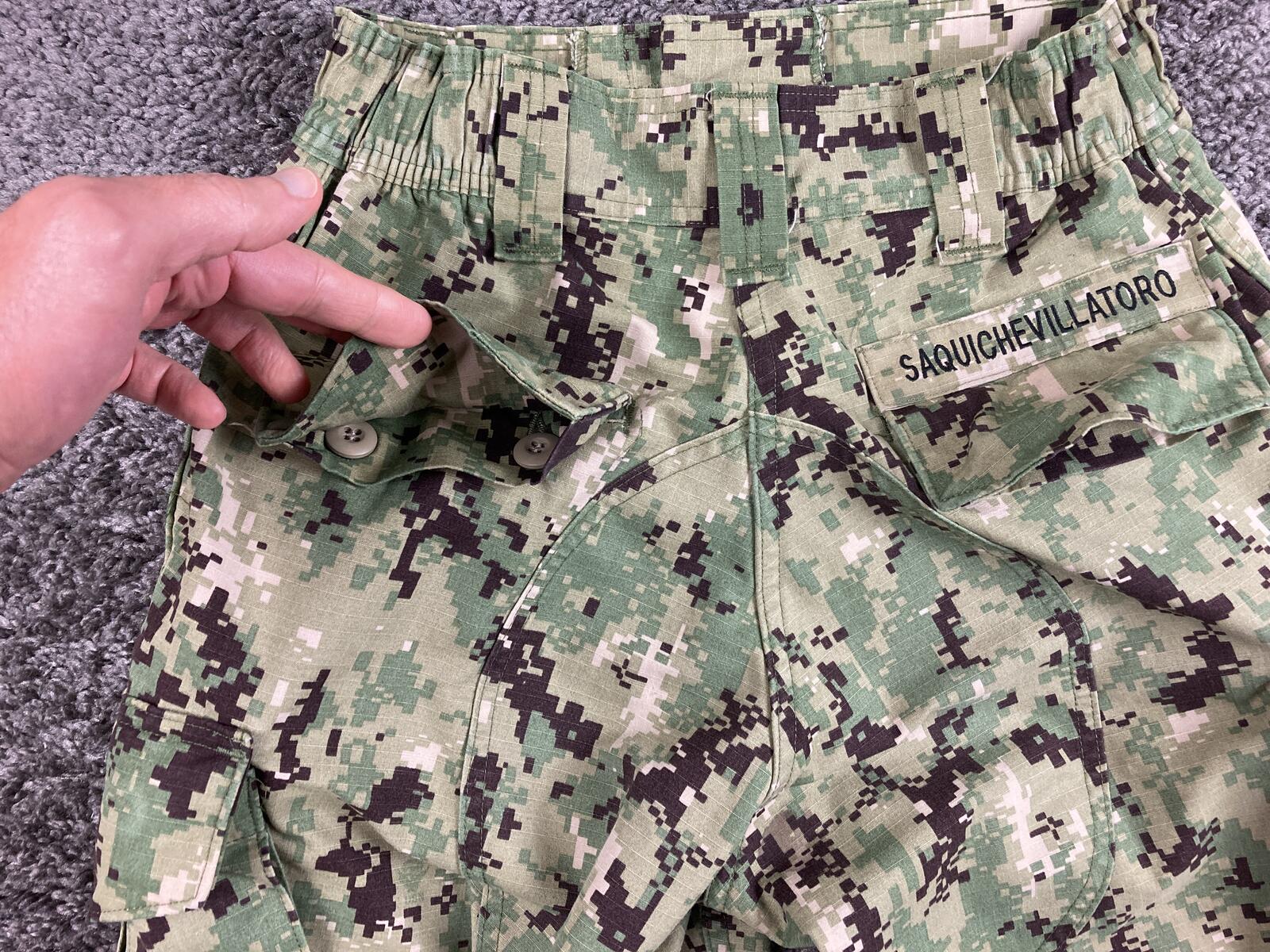 US Navy NWU Type III Camo Cargo Trousers Pants Short Digital AOR2 Ripstop Sz S