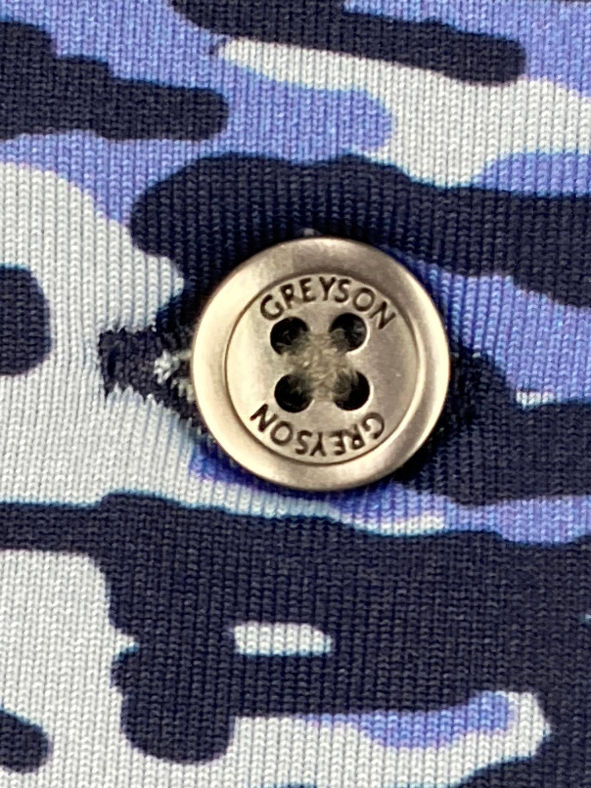 Greyson Polo Shirt La Costa Logo Mens Size L Wolf Blue Camo NWT