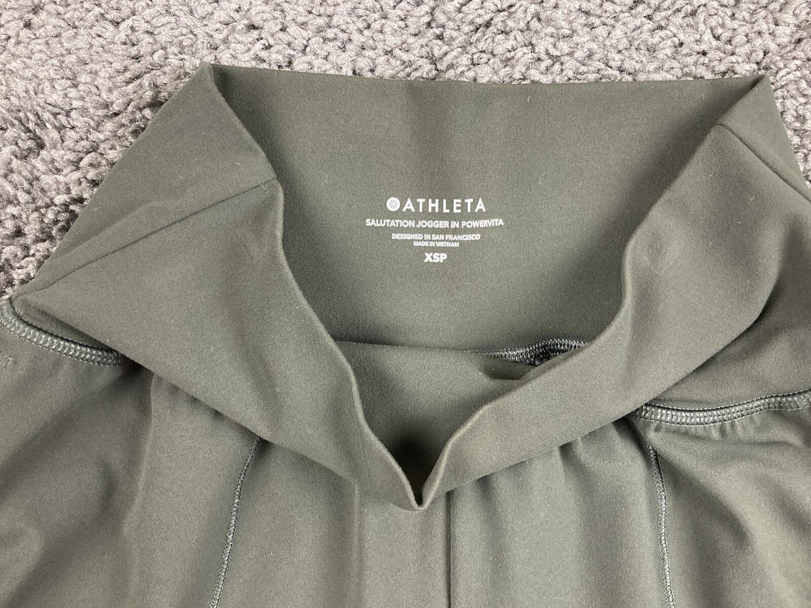 Athleta Salutation Jogger Powervita Pants Green Gym Yoga XSP XS Petite