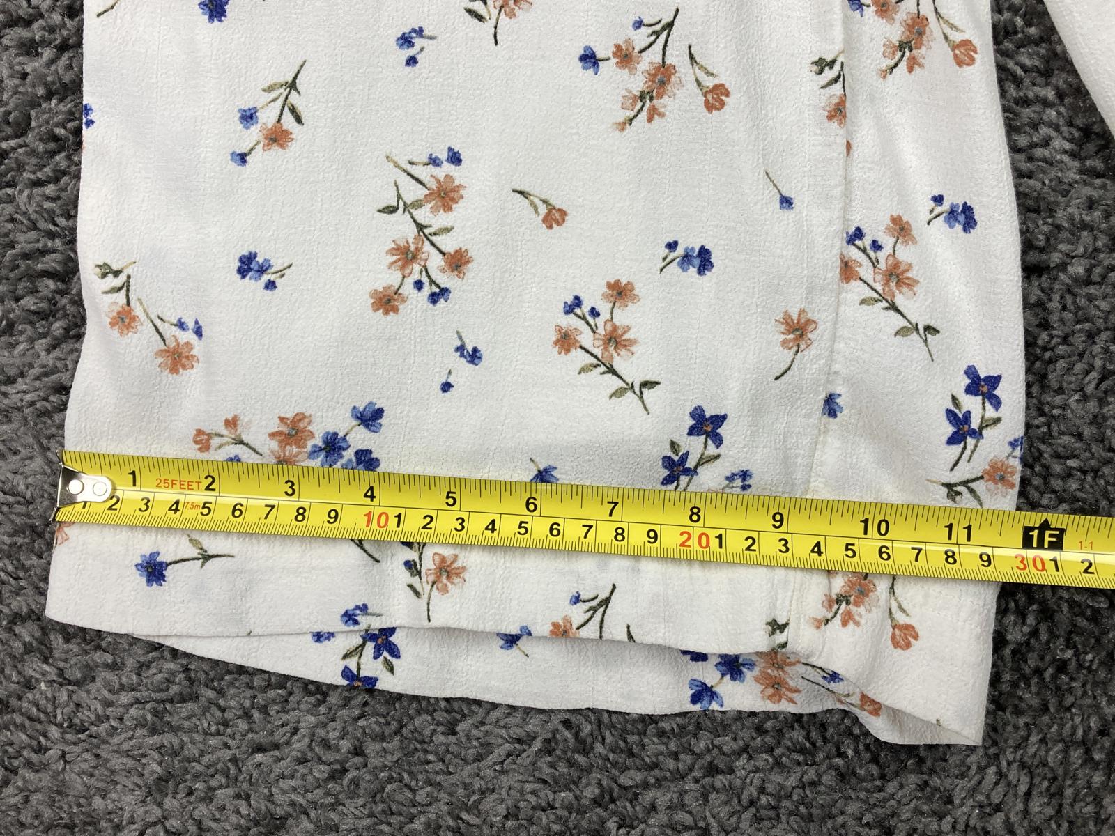 American Eagle Palazzo Pants Pull Up Ivory Floral Elastic Waist Womens Sz XS