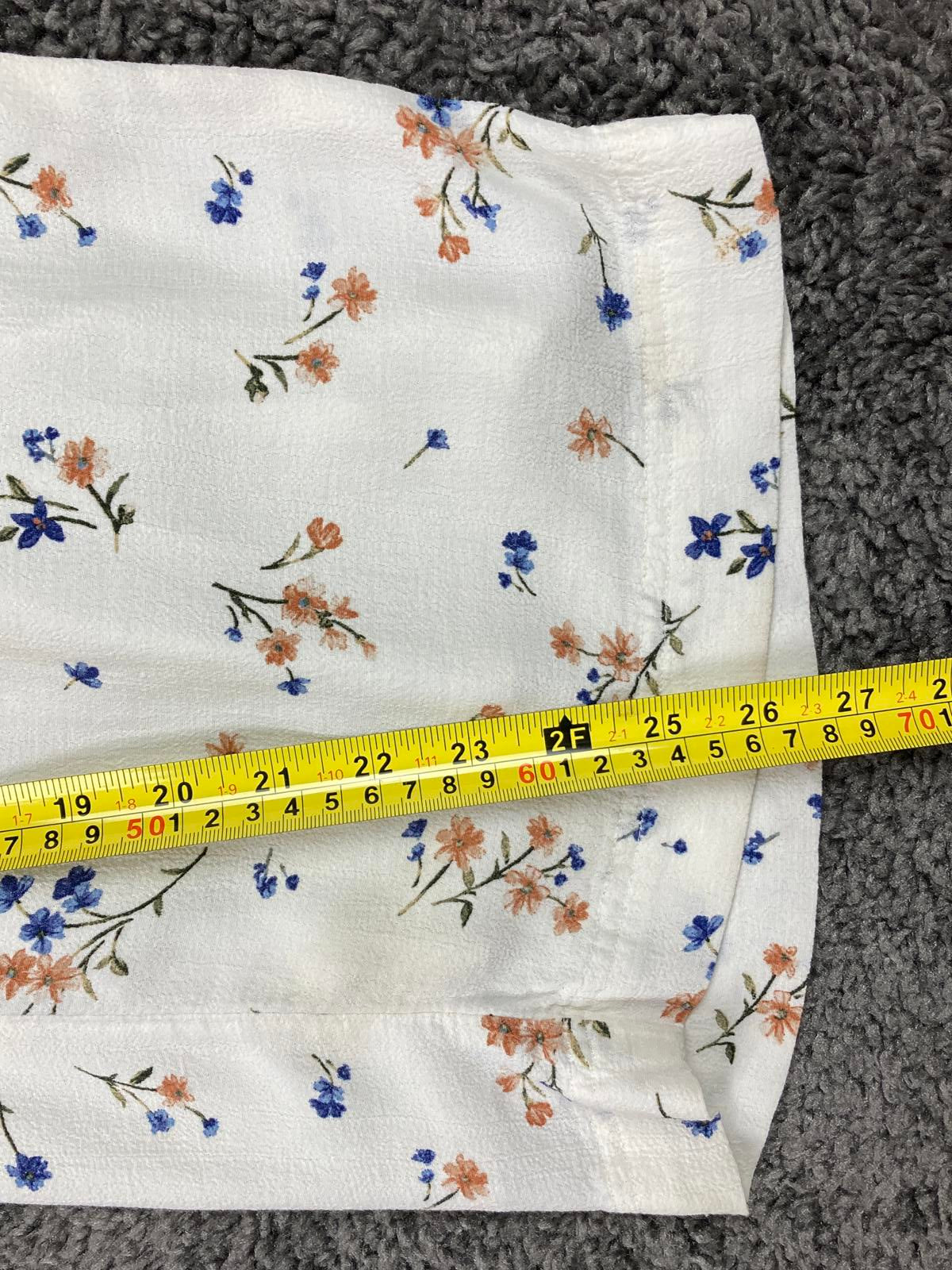 American Eagle Palazzo Pants Pull Up Ivory Floral Elastic Waist Womens Sz XS