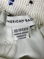 American Eagle Palazzo Pants Pull Up Ivory Floral Elastic Waist Womens Sz XS
