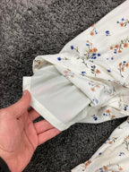 American Eagle Palazzo Pants Pull Up Ivory Floral Elastic Waist Womens Sz XS