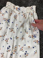 American Eagle Palazzo Pants Pull Up Ivory Floral Elastic Waist Womens Sz XS