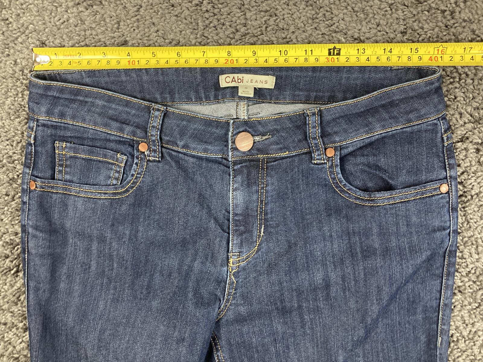 CAbi Lou Lou 334 Women Dark Wash Straight Leg Jeans Denim Classic Stretch Sz 8