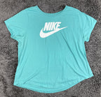 Nike Sportswear Essential Womens Teal Futura Logo T-Shirt Plus Size 1X