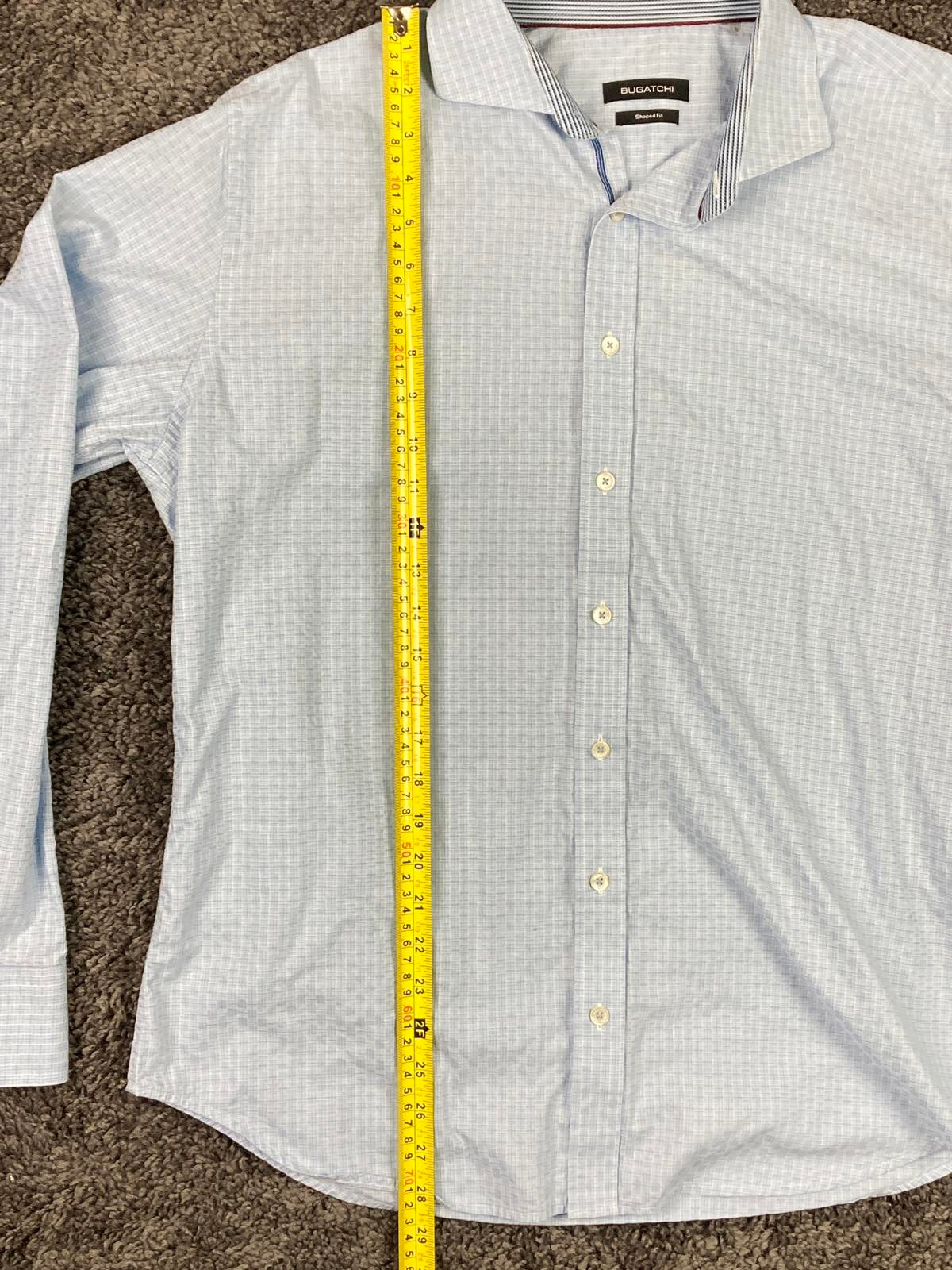 Bugatchi Dress Shirt Shaped Fit Mens Light Blue Size XL