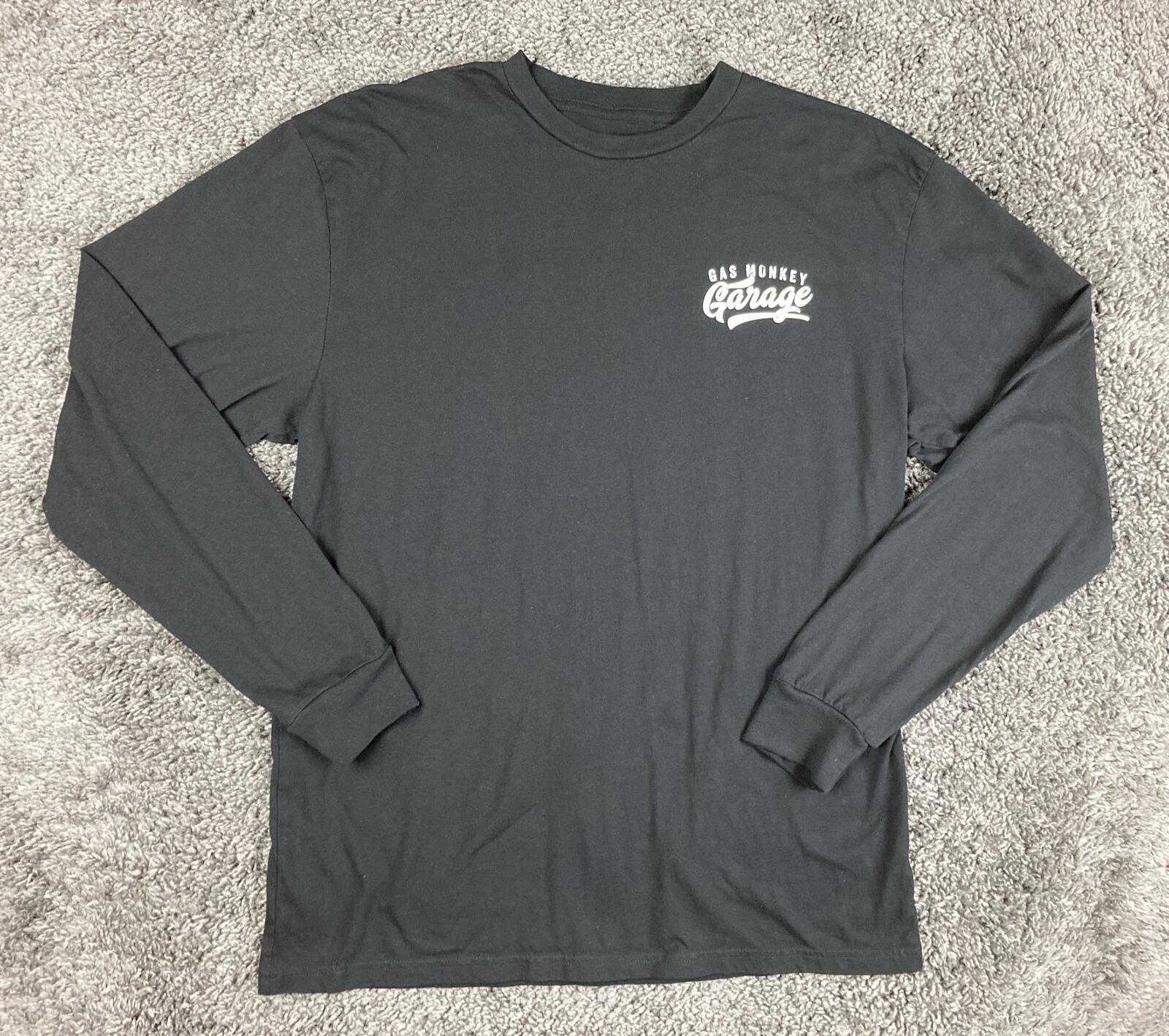 Gas Monkey Garage T-Shirt Mens Black Long Sleeve Hot Rod Shop Graphic Dallas L