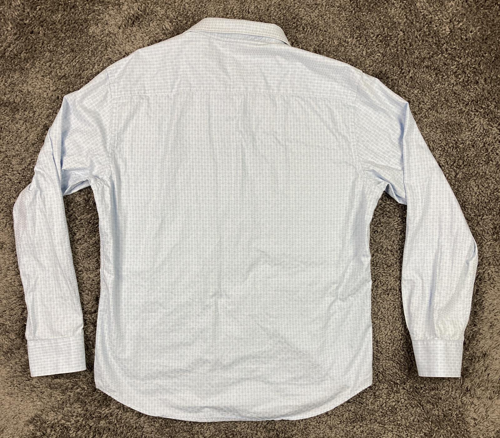 Bugatchi Dress Shirt Shaped Fit Mens Light Blue Size XL