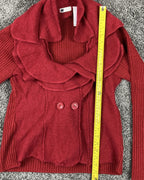 Carole Little Sweater Red Wool Blend Ruffle Collar Womens Size M
