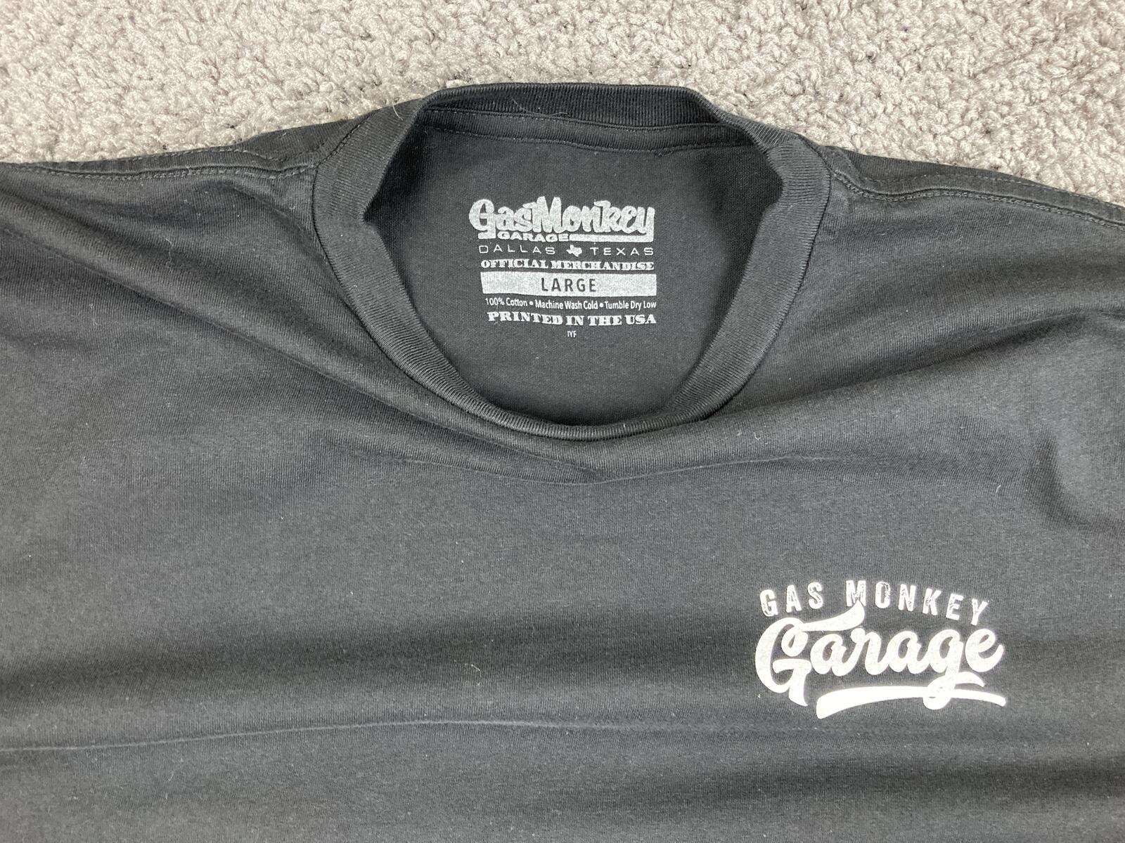 Gas Monkey Garage T-Shirt Mens Black Long Sleeve Hot Rod Shop Graphic Dallas L