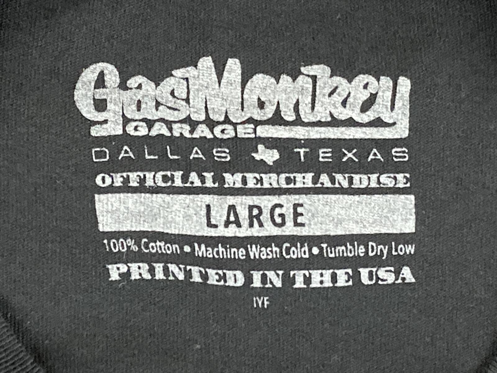 Gas Monkey Garage T-Shirt Mens Black Long Sleeve Hot Rod Shop Graphic Dallas L