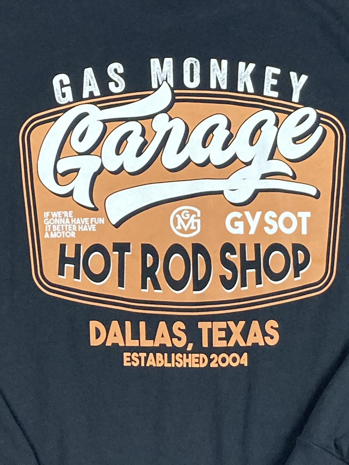 Gas Monkey Garage T-Shirt Mens Black Long Sleeve Hot Rod Shop Graphic Dallas L