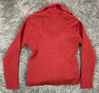 Carole Little Sweater Red Wool Blend Ruffle Collar Womens Size M