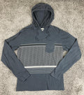 Billabong Mens Hoodie Shirt Black Geometric Pattern Long Sleeve Pocket Top Sz L