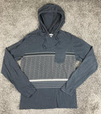 Billabong Mens Hoodie Shirt Black Geometric Pattern Long Sleeve Pocket Top Sz L