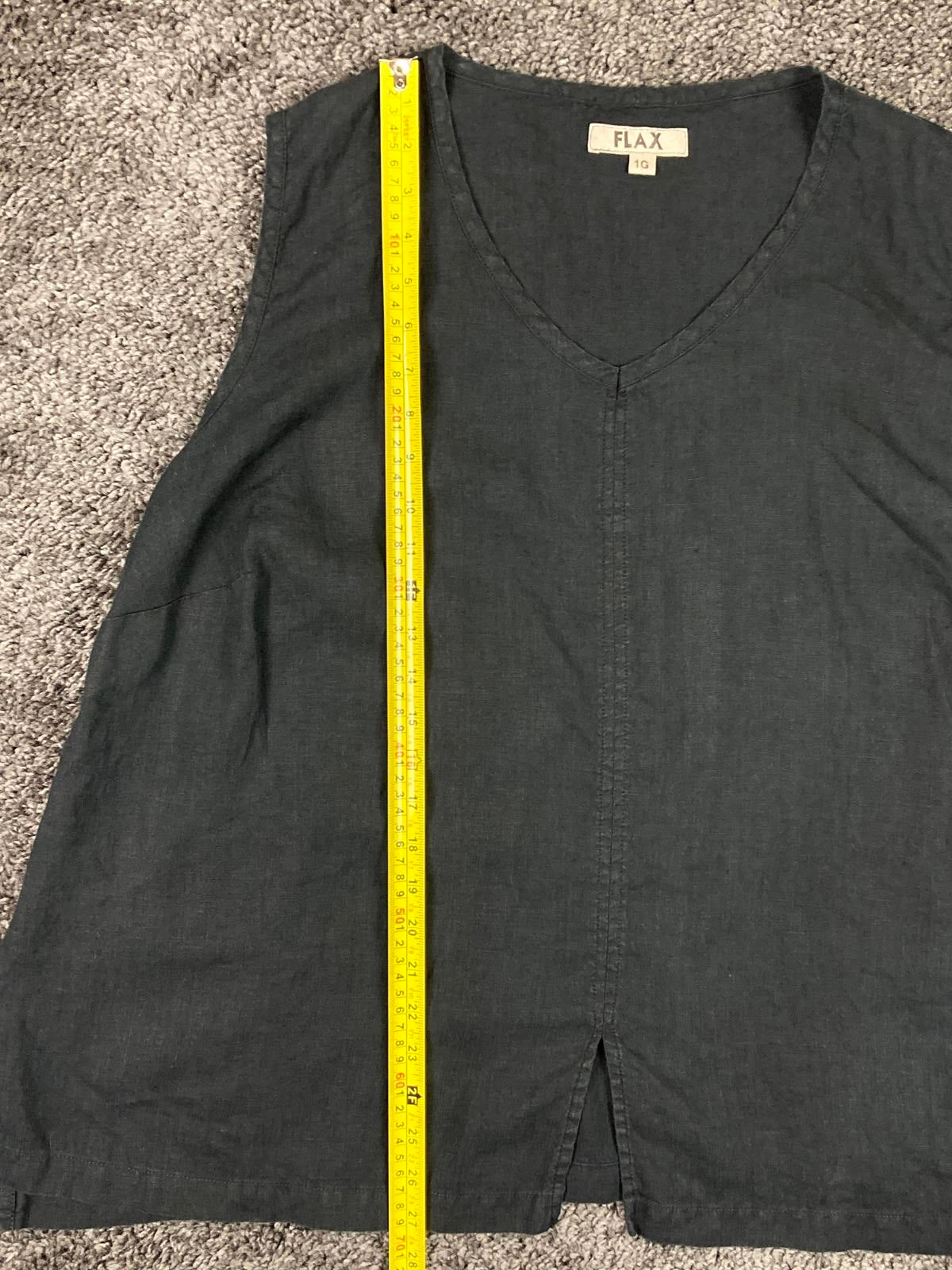 Flax 100% Linen Tunic V-neck Womens Black Sleeveless Top Size 1G (XL)