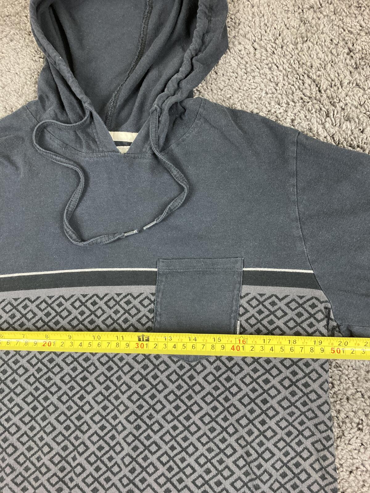 Billabong Mens Hoodie Shirt Black Geometric Pattern Long Sleeve Pocket Top Sz L