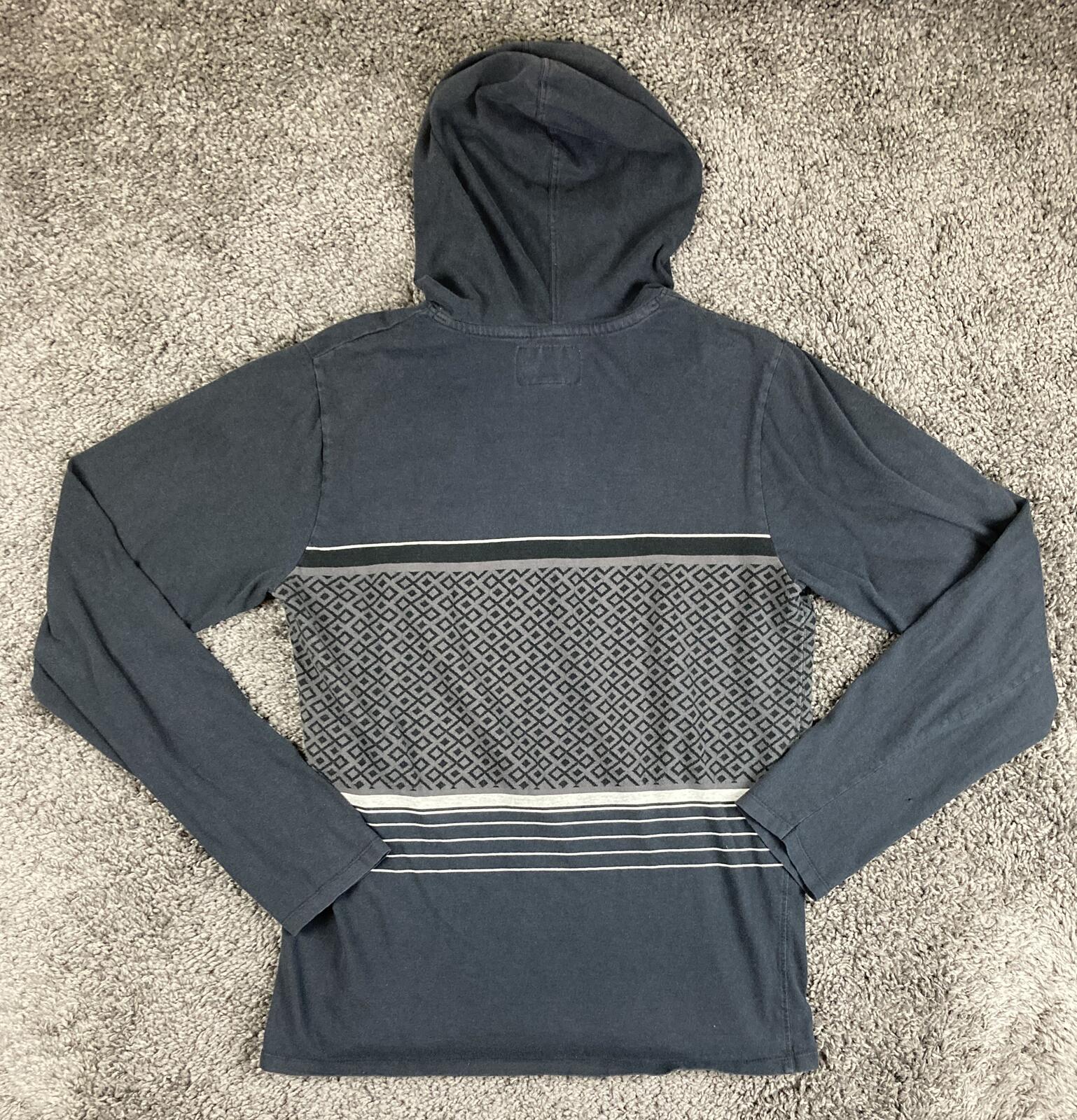 Billabong Mens Hoodie Shirt Black Geometric Pattern Long Sleeve Pocket Top Sz L