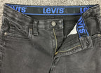 Levi's 502 Straight Fit Jeans Black Denim Stretch Dark Wash Youth Sz 16 (28x30)