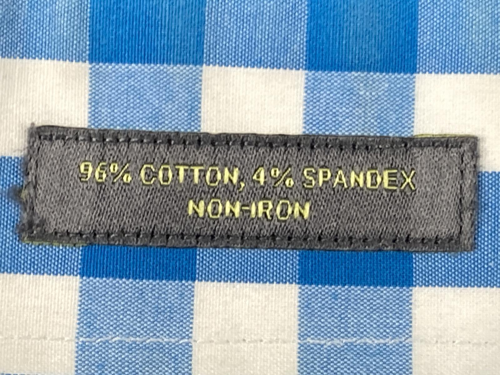 Calibrate Trim Fit Button Down Shirt Blue White Gingham Stretch Men's Size L