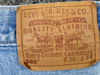 Vintage 90s Levis 560 Jeans Mens Sz 36x34 Tapered Leg Loose Fit Light Wash Y2K