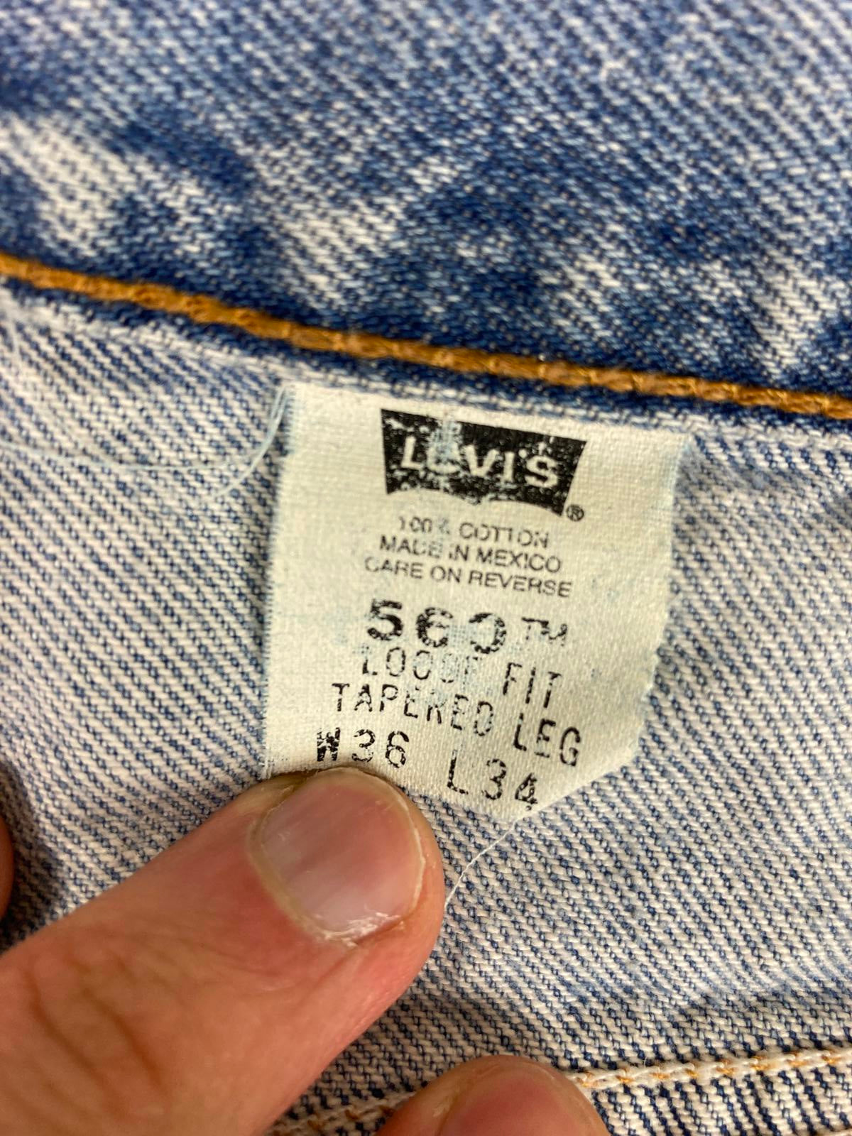 Vintage 90s Levis 560 Jeans Mens Sz 36x34 Tapered Leg Loose Fit Light Wash Y2K