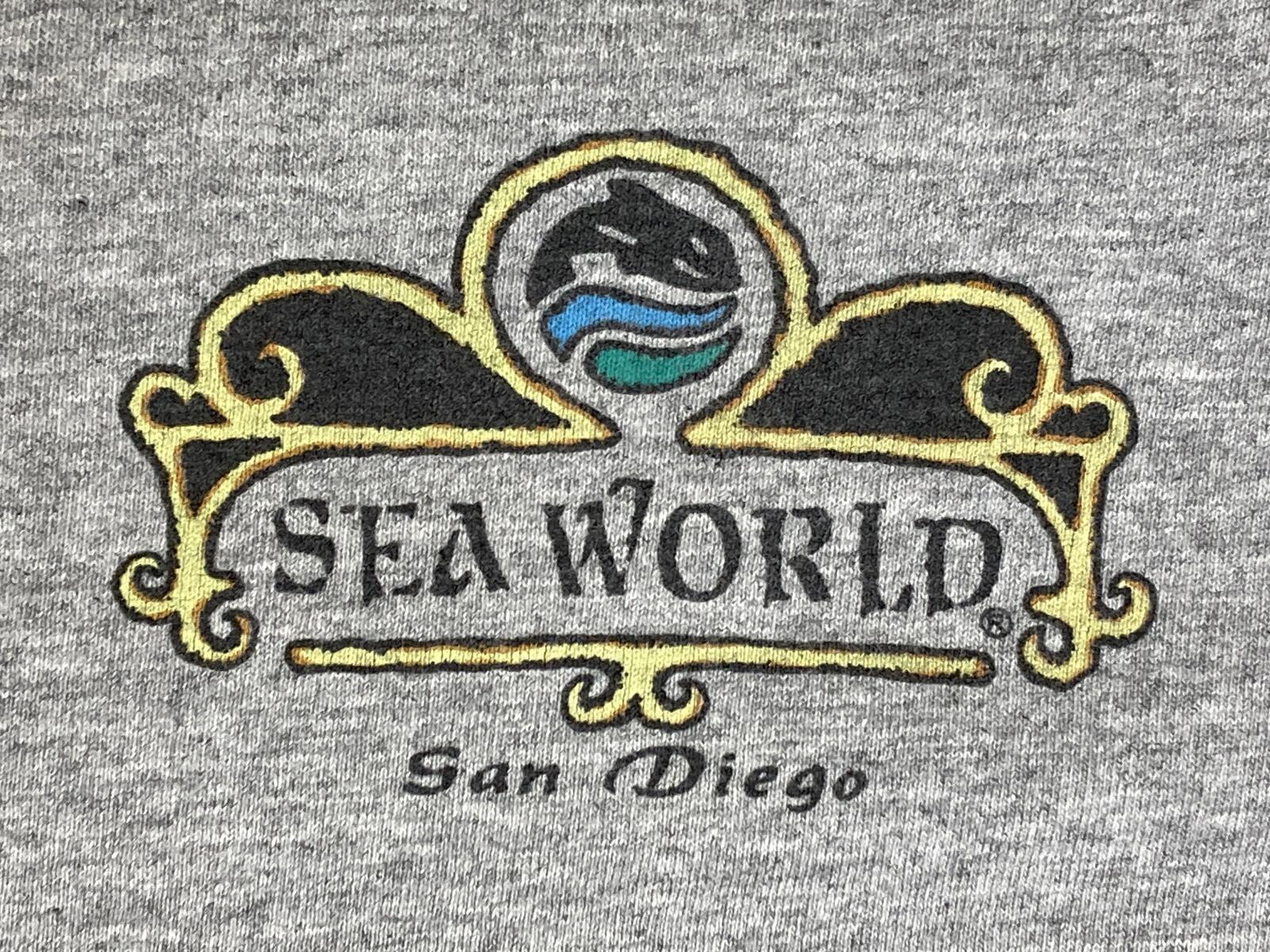 Vintage SeaWorld San Diego Shamu T Shirt Gray 90s Orca Whale Anvil USA Made XL