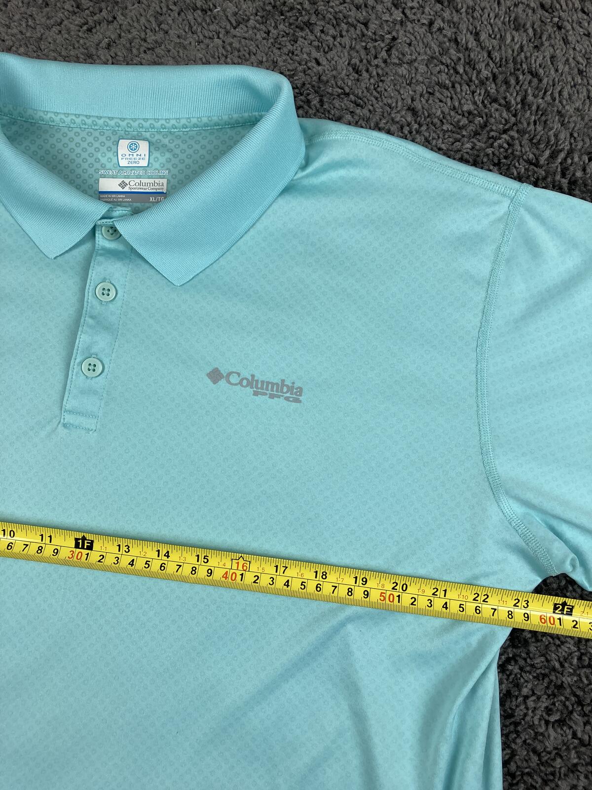 Columbia PFG Omni-Freeze Zero Polo Shirt Mens Aqua Blue Fishing Golf Top Sz XL