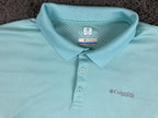 Columbia PFG Omni-Freeze Zero Polo Shirt Mens Aqua Blue Fishing Golf Top Sz XL