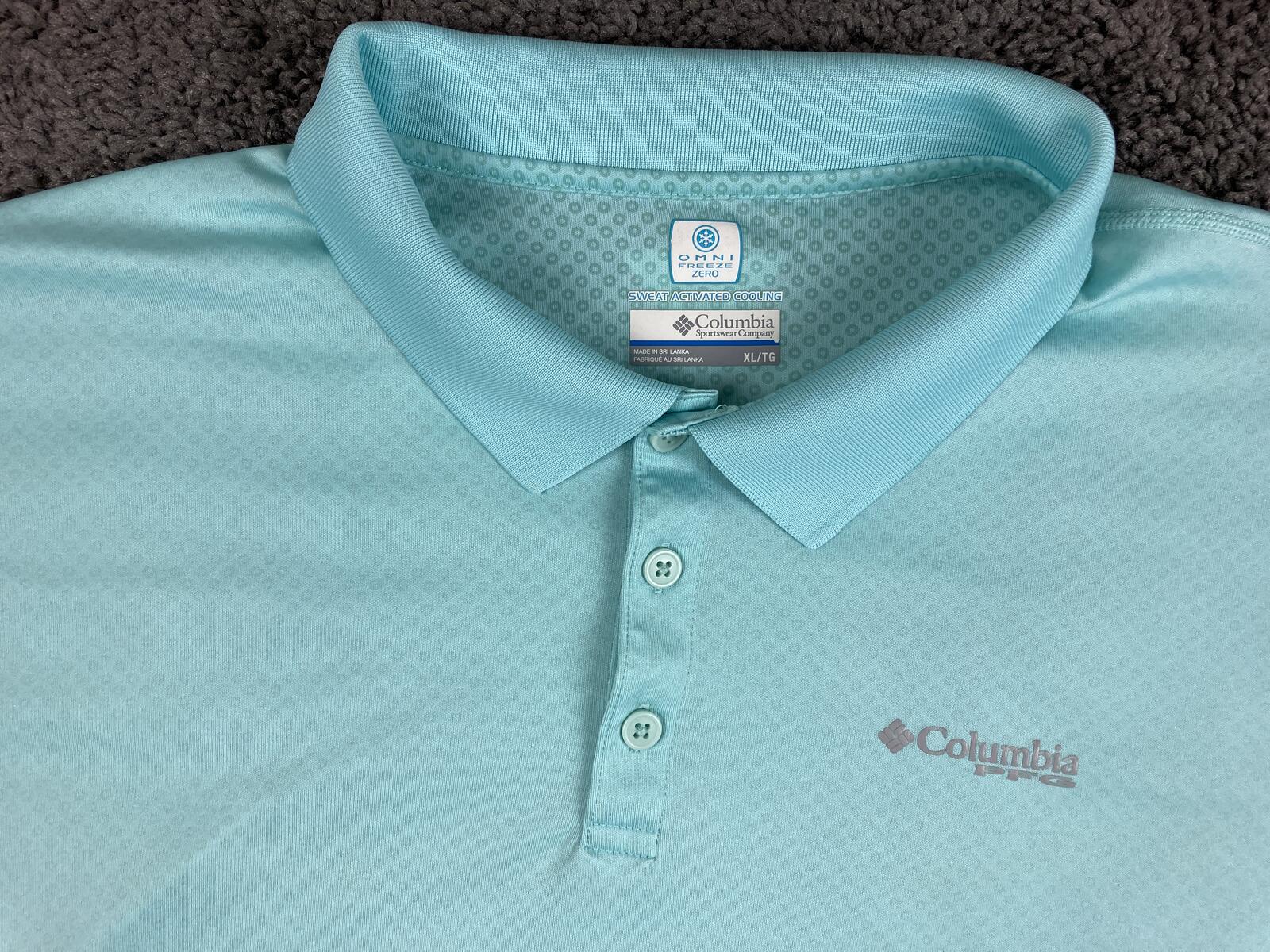 Columbia PFG Omni-Freeze Zero Polo Shirt Mens Aqua Blue Fishing Golf Top Sz XL