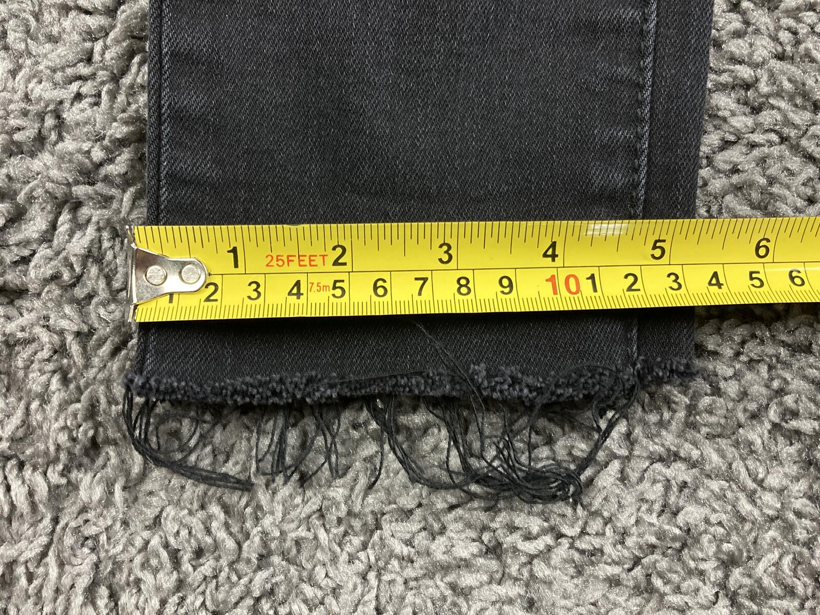 MNML Men Black Distressed Skinny Jeans Raw Hem Stretch Denim Size 28