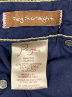 Paige Jeans Peg Straight Womens Blue Stretch Denim Size 27