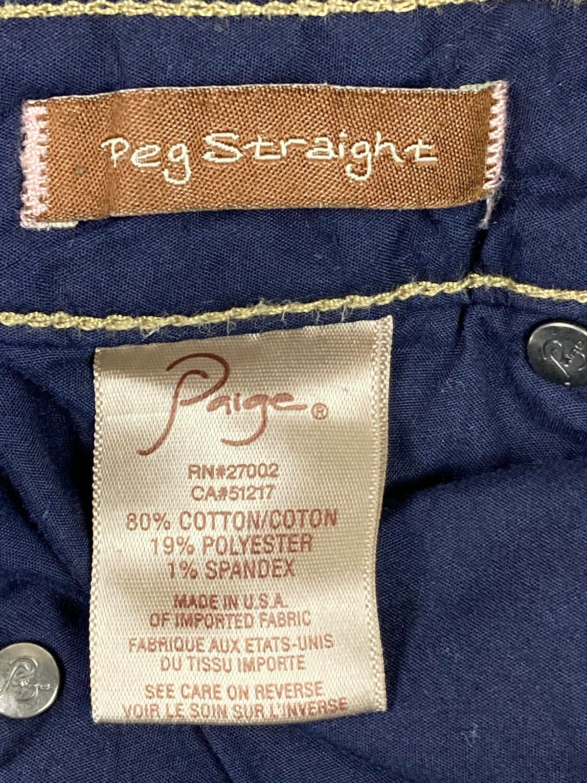 Paige Jeans Peg Straight Womens Blue Stretch Denim Size 27