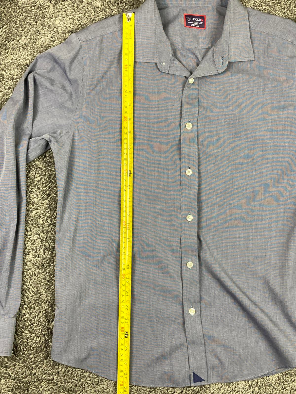 UNTUCKit Button Down Shirt Wrinkle Free Men's Blue Long Sleeve  Size L