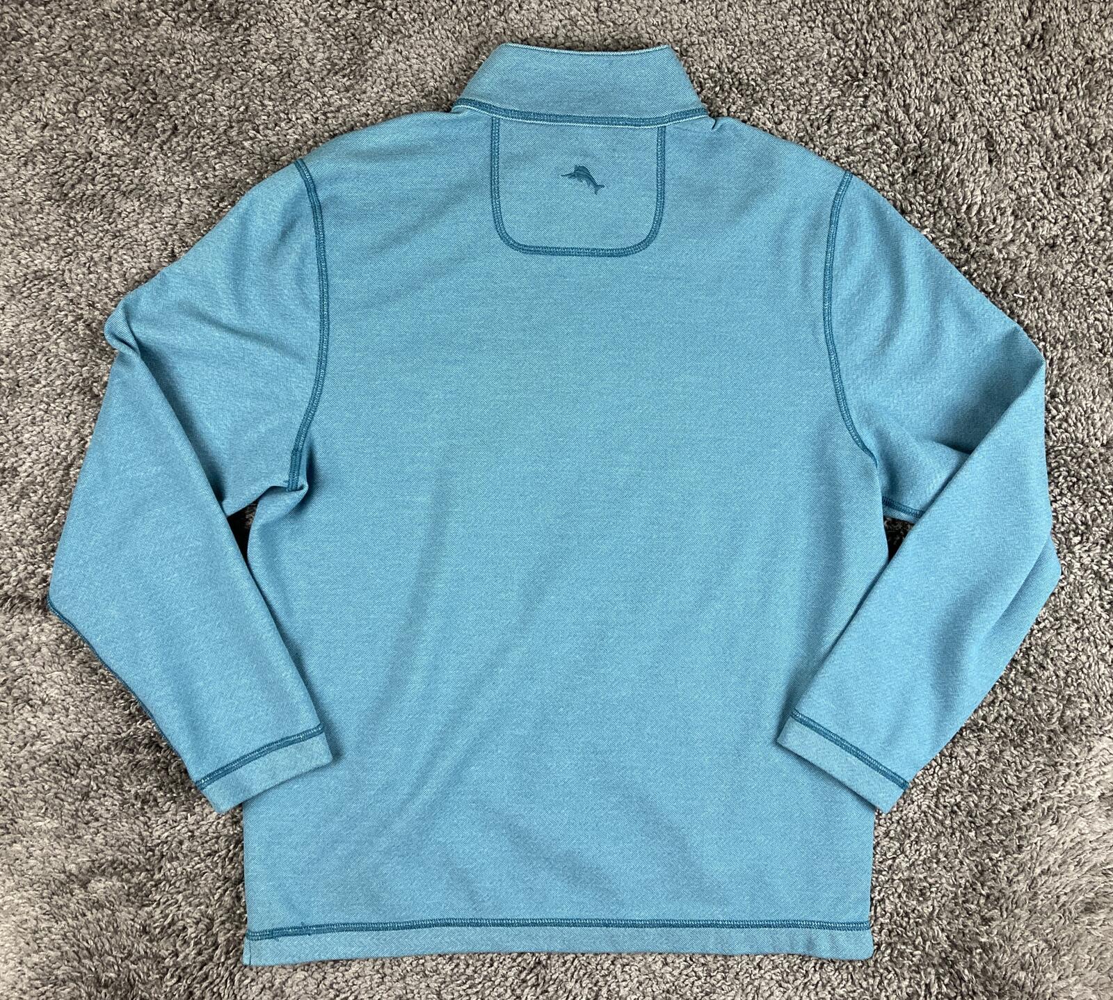 Tommy Bahama Reversible Quarter Zip Pullover Sweatshirt Blue Mens Mint Sz Small