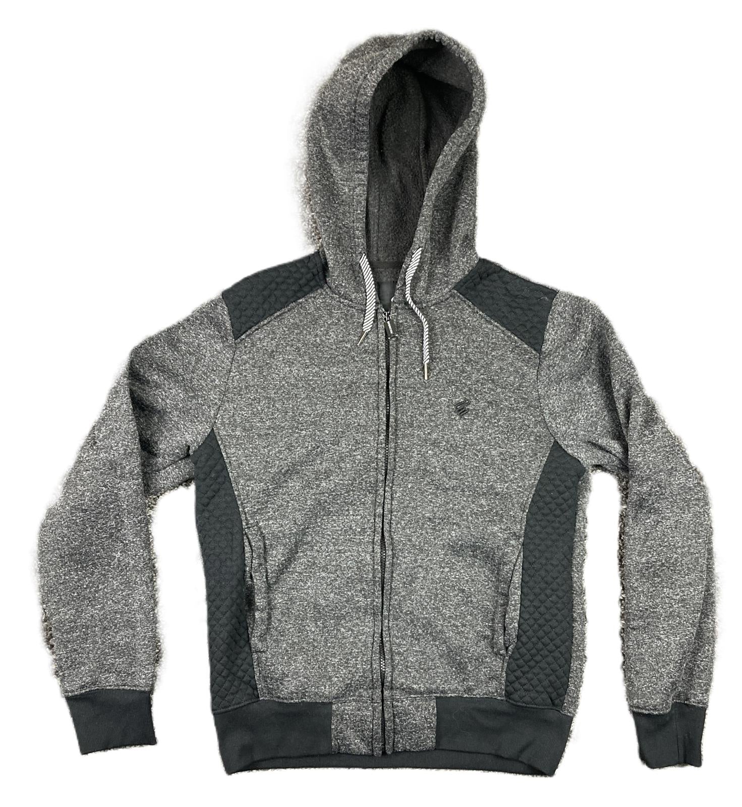 Rocawear Hoodie Jacket Quilted Panels Men's Gray Size S