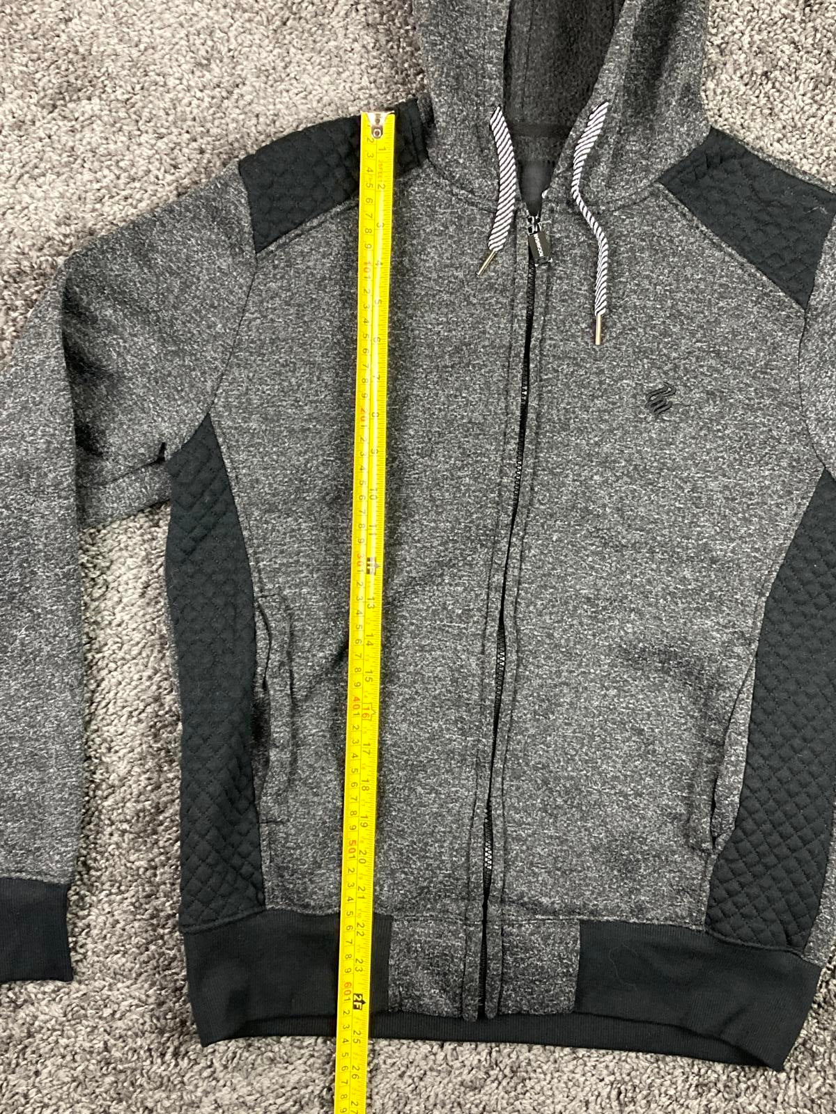 Rocawear Hoodie Jacket Quilted Panels Men's Gray Size S