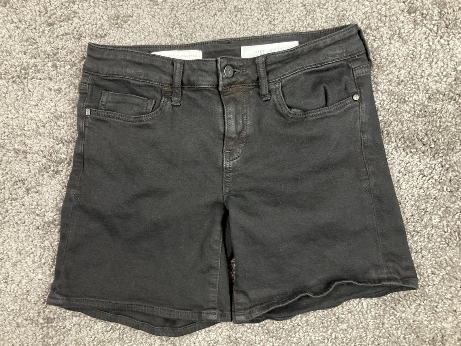 Pilcro and The Letterpress Anthropologie Black Stet Denim Bermuda Shorts 27