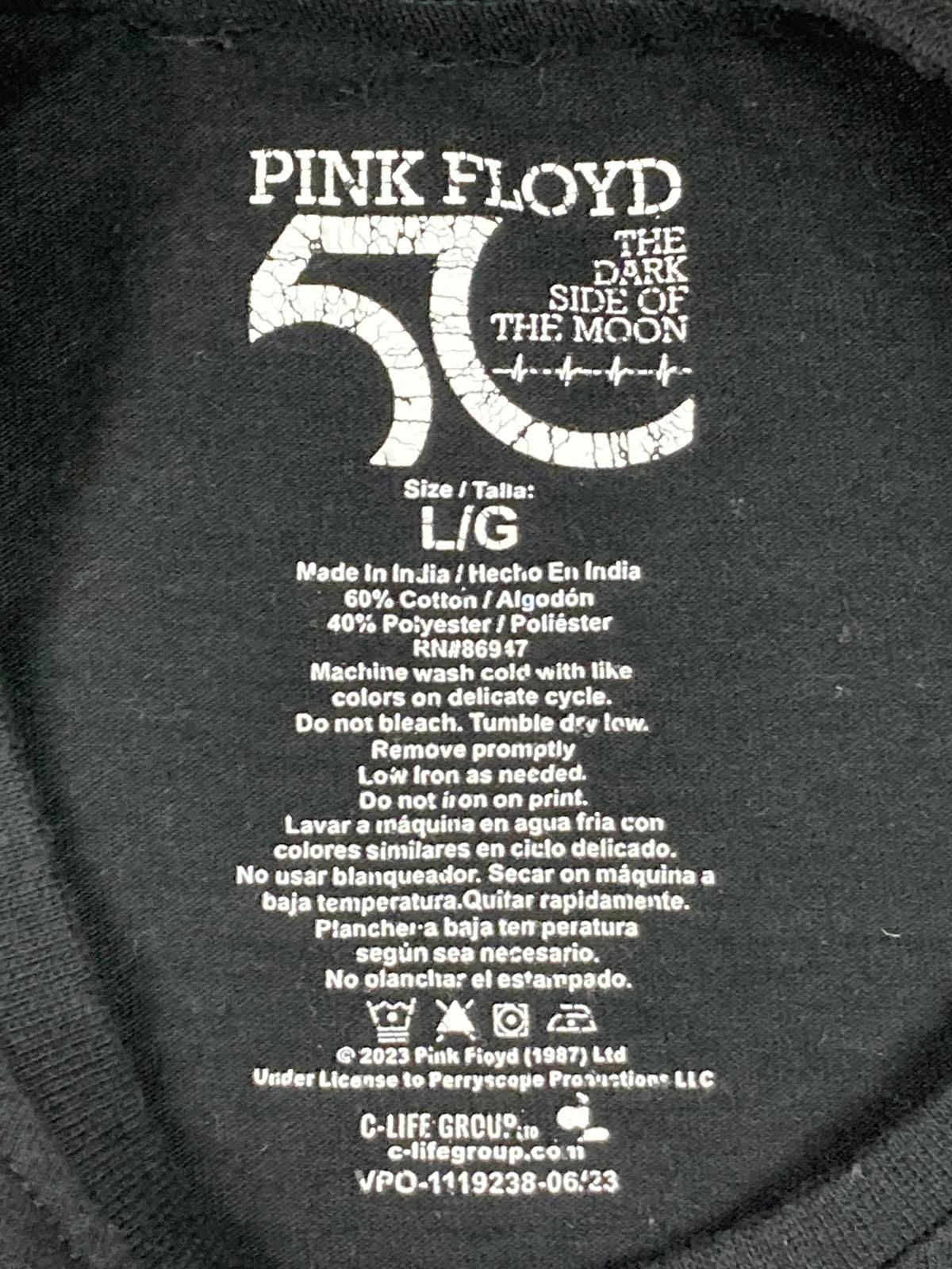 Pink Floyd T-Shirt Men's Black White Graphic The Dark Side of the Moon Size L