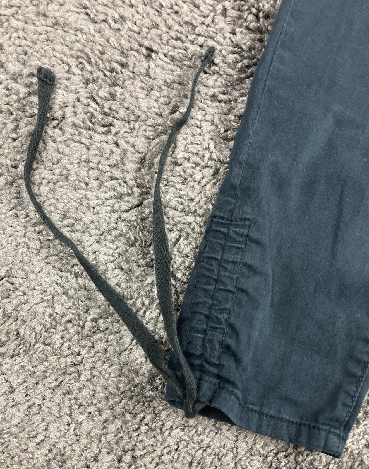 Vntg Jolt Y2K Cargo Pants Black Rhinestone Bling Bolt Drawstring Hem Size 29x28