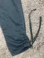 Vntg Jolt Y2K Cargo Pants Black Rhinestone Bling Bolt Drawstring Hem Size 29x28