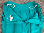 Papell Too Silk Pants Wide Leg Women’s Teal Elastic Waist Size 12