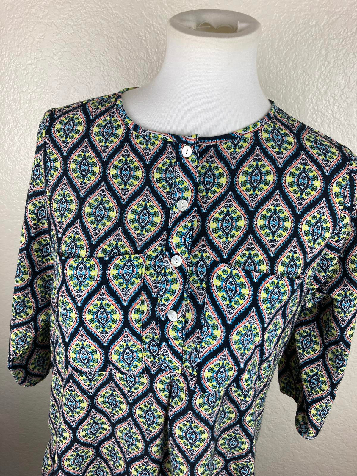Fig & Flower Anthropologie Kendra Tunic Top Women’s Small Boho Geometric Print