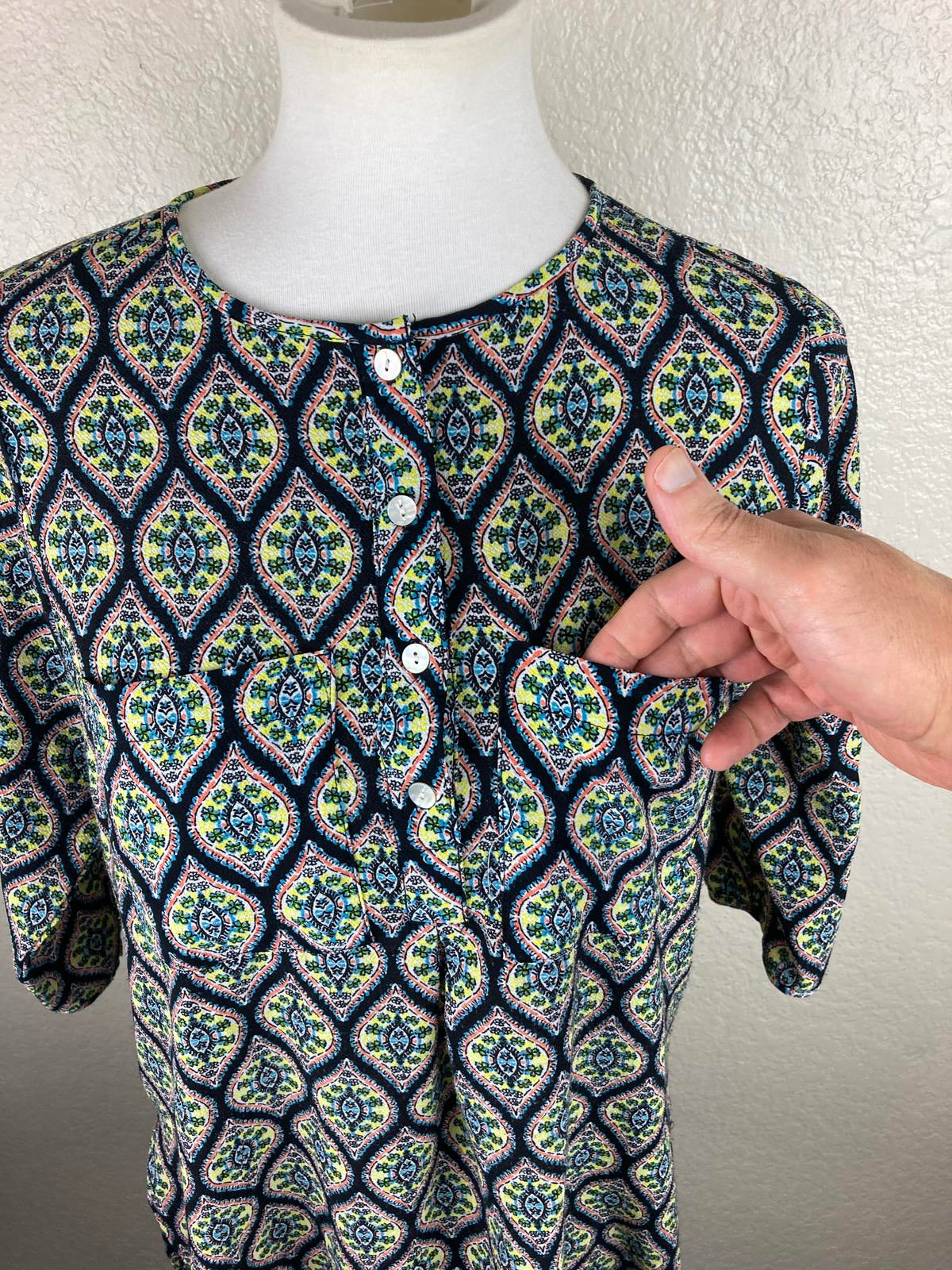 Fig & Flower Anthropologie Kendra Tunic Top Women’s Small Boho Geometric Print
