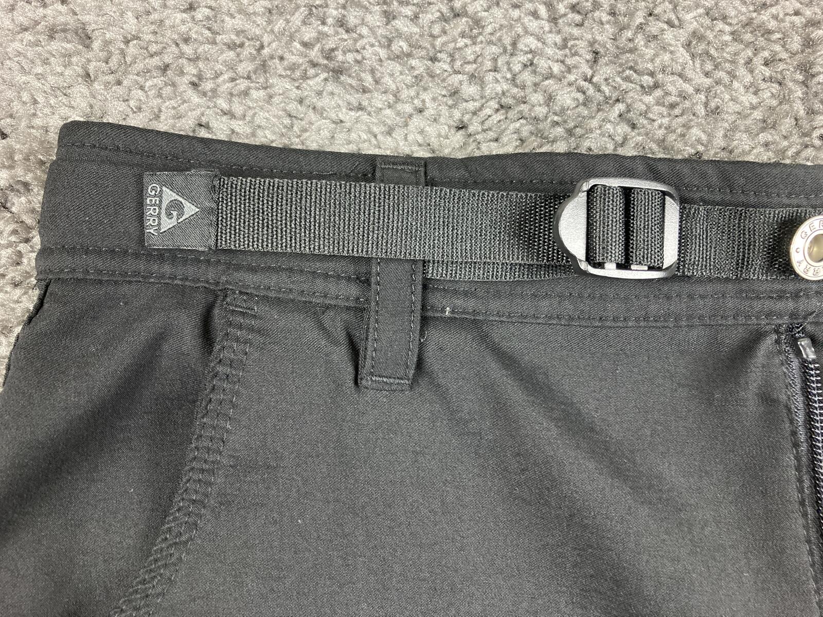 Gerry Cargo Shorts Men's Black Nylon Stretch Belted Outdoor Hiking  34