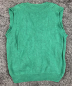 Vintage J.G. Hook 100% Cotton Cable Knit Button Sweater Vest Green Sz Large