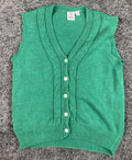 Vintage J.G. Hook 100% Cotton Cable Knit Button Sweater Vest Green Sz Large