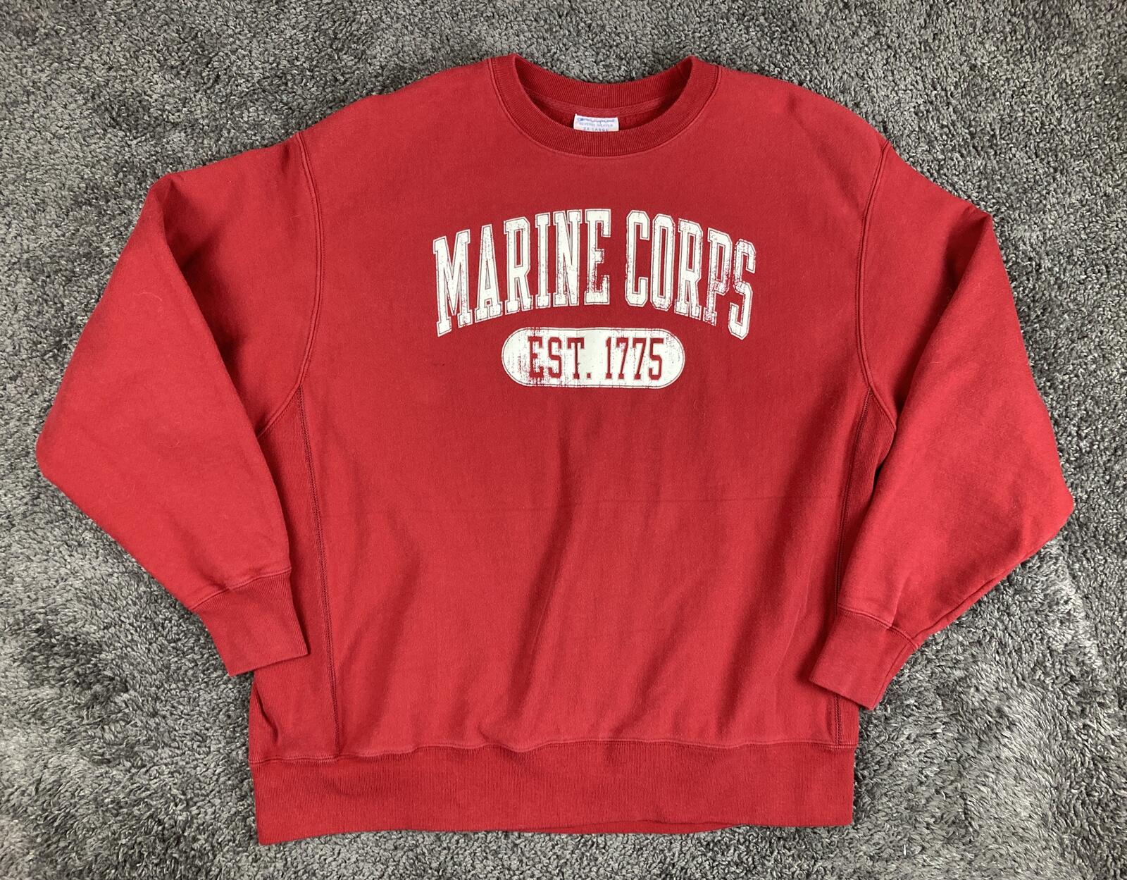 Champion Reverse Weave Marine Corps Sweatshirt Red Crewneck USMC Est 1775 Sz 2XL